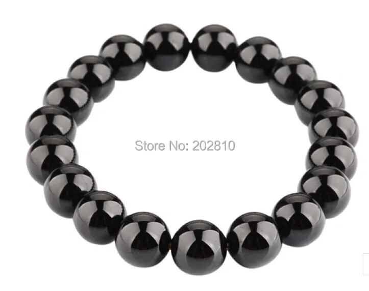 Fine quality lower price 19bead classic 12mm black resin pearl Round beads bracelet bangle jewelry factory wholesale