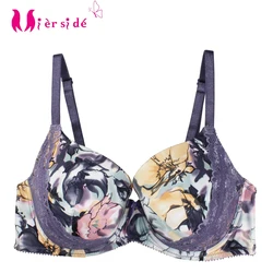 Mierside 2801 Fashion 2Color Plus Size Big Bra Soft Sexy Floral Bralette Comfortable Women Push Up Underwear 30-46C,D,DD,DDD,F,G