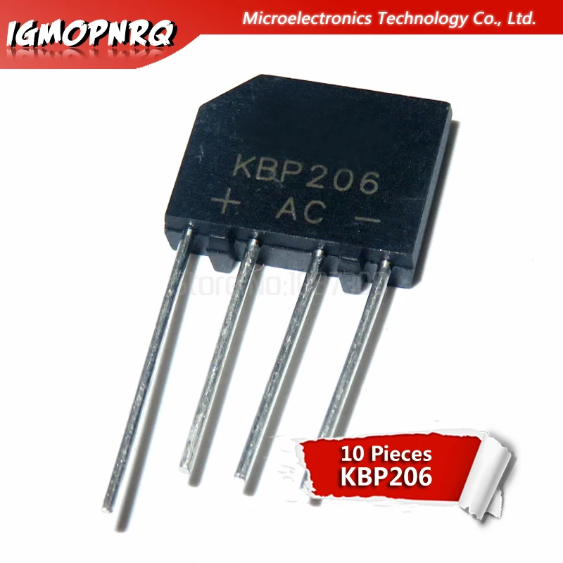 10PCS KBP206G KBP206 ZIP Bridge Rectifier 2A 600V