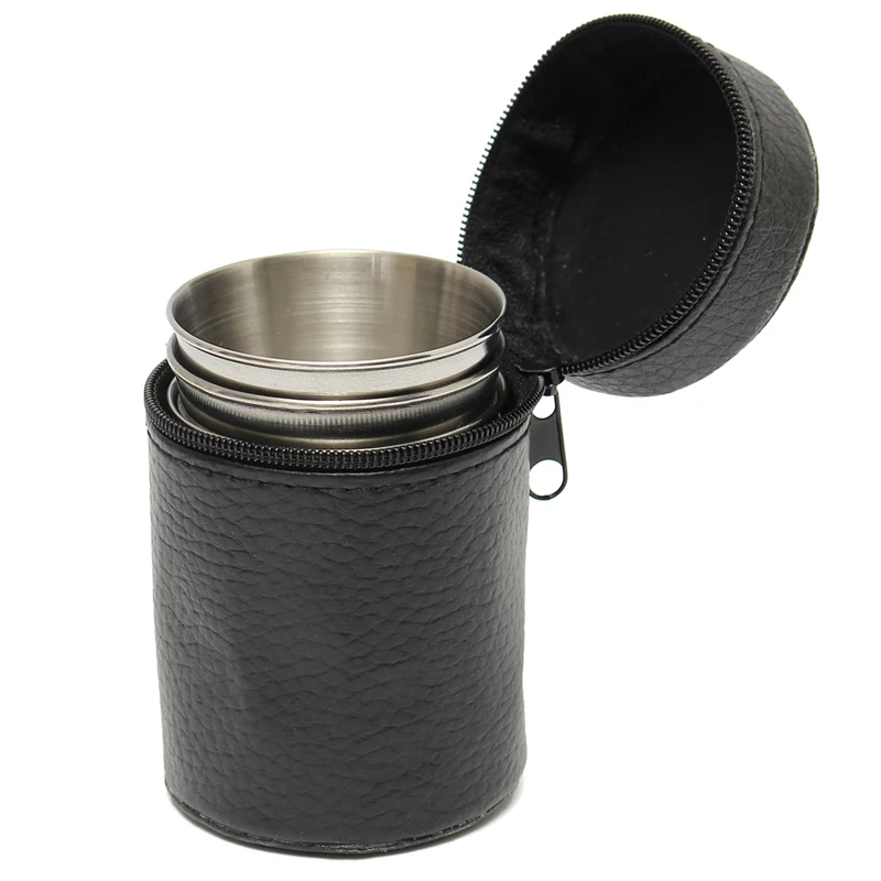 4pcs 70ml Stainless Steel Wine Alcohol Water With Leather Wrap Hip Flask Water Bottle Outdoor Travel Drinkware Kettle