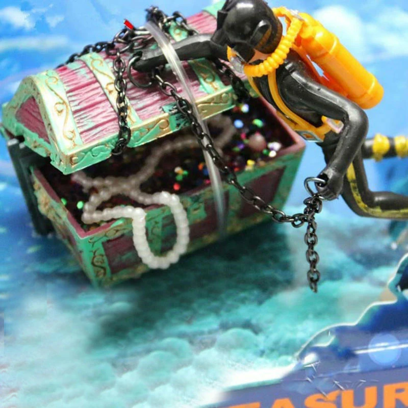 Treasure Frogman Aquarium Ornament World of Tanks Diver Hunter Fight Treasure Figure Statue Action Fish Diver Aquarium Landscape - view 6