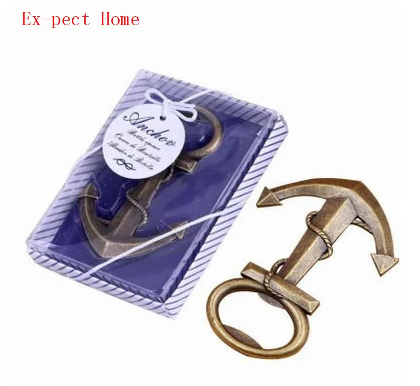 

100 pcs Unique Aeneous Anchor Shaped Beer Bottle Opener Nautical Boat Anchor Bottle Opener Wedding Shower Favors Present Gift