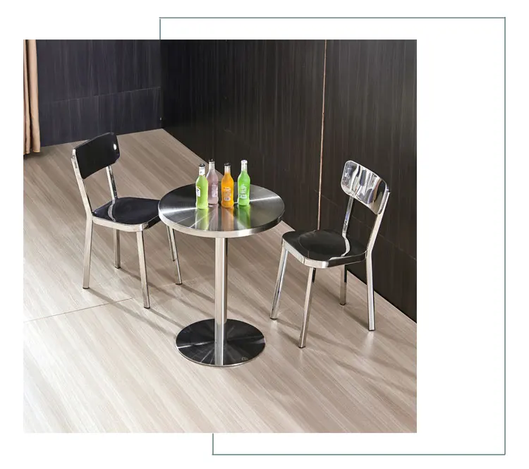 Modern Stainless Steel Small Round Bar Table, Household Cafe Table