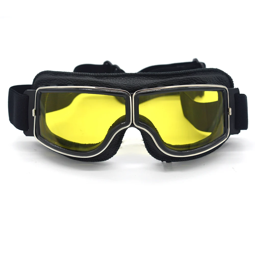 고품질 오토바이 고글 파일럿 오토바이 고글 가죽 레트로 제트 헬멧 안경 사이클링 오프로드 승마 Steampunk 고글