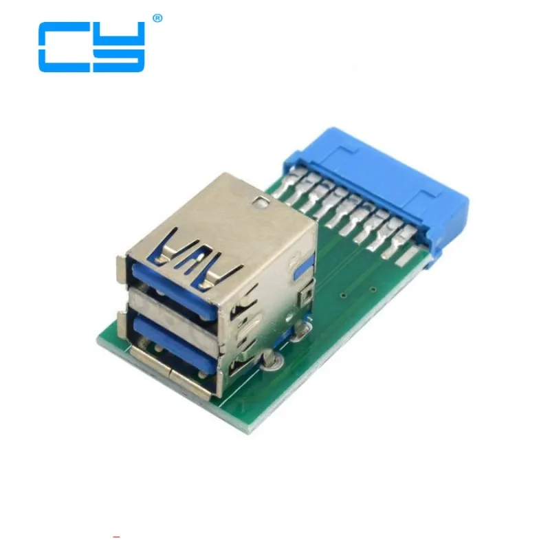 

card Vertical Dual USB 3.0 USB3.0 A Type Female to Motherboard 20 Pin Box Header Slot Adapter PCBA