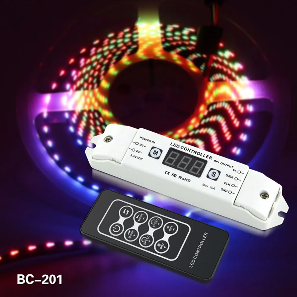 RGBW WWA RGB LED Controller with RF Remote  Controller for WS2812B WS2811 WS2801 LPD6803 LPD8806 SK6812 DC5V-24V Pixel Strip