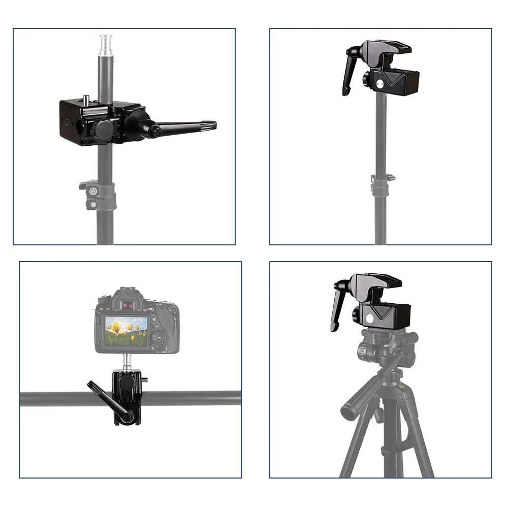 Большой зажим MINIFOCUS, Многофункциональный прочный зажим с винтовым отверстием 1/4 и 3/8 дюйма, аксессуары для фотостудии