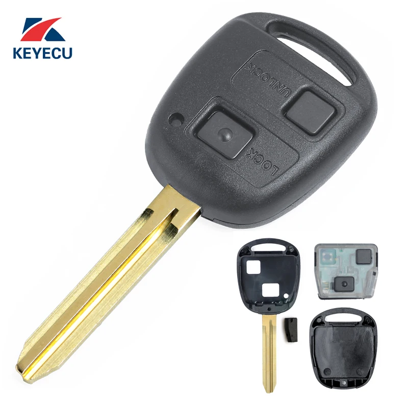 KEYECU 2 Buttons 433MHz 4C Chip For Toyota RAV4 Corolla Yaris P/N: 60081 Replacement Remote Car Key Fob