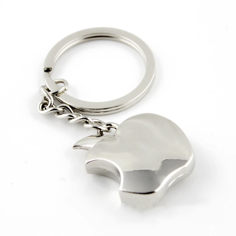 Fashion Silver Color Metal Apple Key Chain Custom Keychain Woman Bag Charms Chaveiros Personalizado Men Porte Clef Car Keyring
