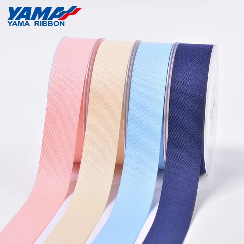 YAMA-Twill Ribbon for Crafts, 100% Polyester, Hand Made Woven Bow Gift, 50Yards Per Roll, 9mm, 16mm, 19mm, 25mm, 38mm