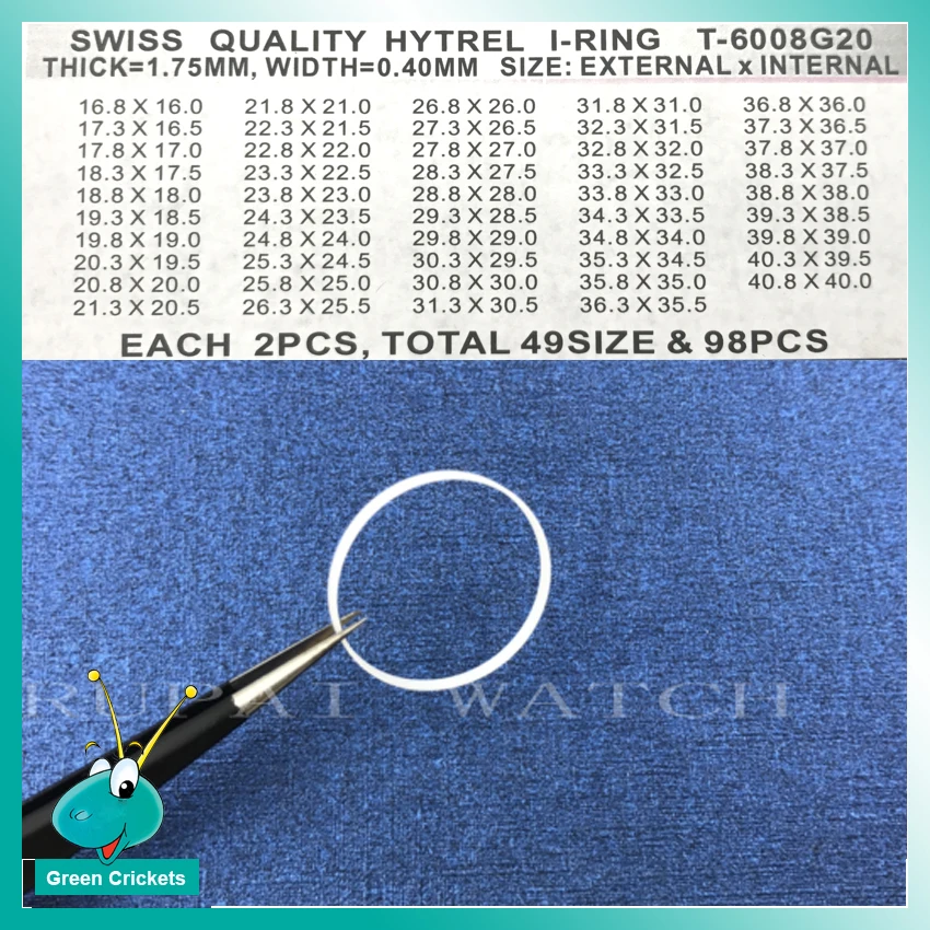 98pcs/box Assort Size Watch Crystal I Ring Gasket,1.75mm Thinckness I Ring for Watchmaker replacement parts