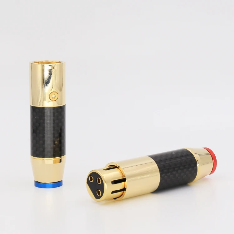 

VX004G Gold plated Carbon Fiber Balance Audio Plug XLR Male Female Connector HIFI