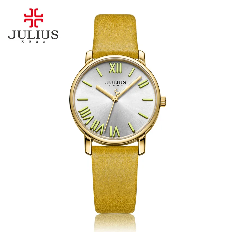 Retro Women\'s Watch Japan Quartz Big Hours Simple Fine Fashion Dress Leather Clock Bracelet Girl Birthday Gift Julius