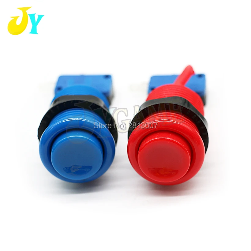 20 pcs Arcade Push Button 28mm Long Button HAPP Push Button American Style Button With Microswitch 1P 2P 3P 4P Logo For MAME