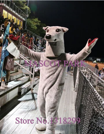 Mascotte Sport Greyhound Mascot Volwassen Kostuum Cartoon Greyhound Thema Anime Cosplay Kostuums Carnaval Fancy Dress Kits