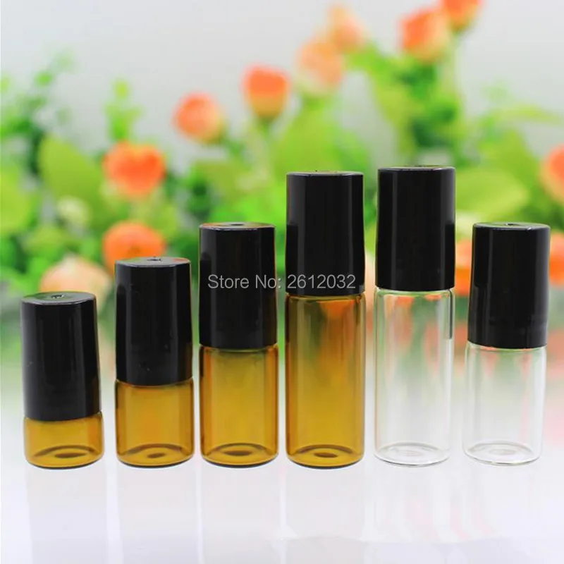 Mini Amber Glass Essential Oil Bottle Orifice Reducer & cap Brwon Glass Vials Roller Ball Bottle Wholesale F2017241