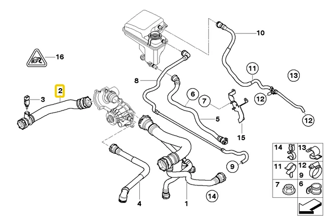 Radiator Lower Cooling Hose for BMW E60 E63 E64 E65 E66 545i 645ci 745li 17127508011