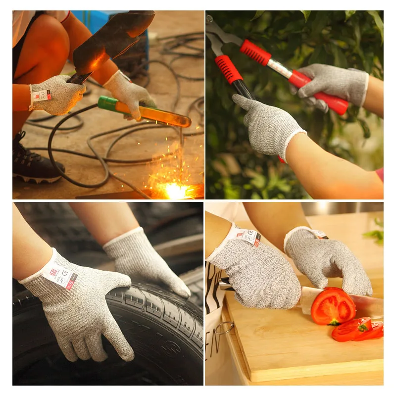 1/Pair HPPE Cut-Resistant Working Safety Gloves With Palm Dotted Anti-Slip For Driver Worker Builders Garden Protective Gloves