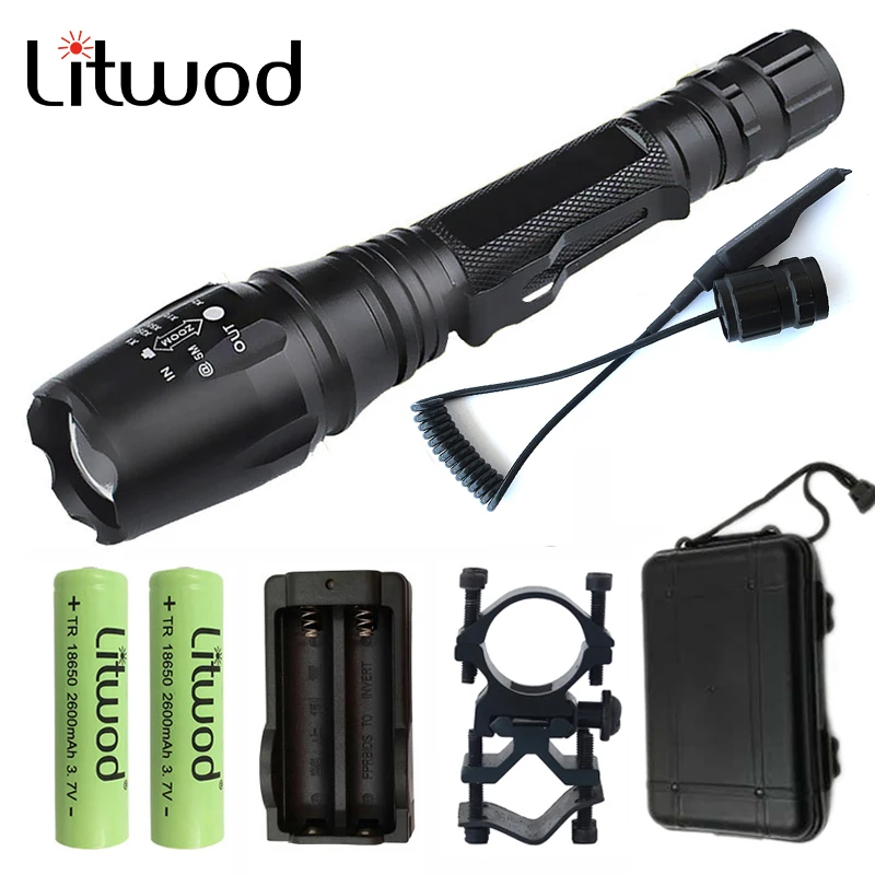 Litwod Z20V5ไฟฉาย LED XML L2 T6อลูมิเนียม zoomable กันน้ำไฟฉายกลไฟฉาย linternas 2X แบตเตอรี่