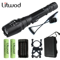 Litwod Z20V5 LED Flashlight Torch XML L2 T6 Zoomable Aluminum waterproof Tactical Flashlight Torch Linternas 2x Batteries