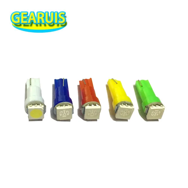 

100pcs/lot T5 1SMD 5050 LED 1 SMD Dashboard Wedge Car Light Bulb Lamp Wholesale new arrive White red blue yellow green DC12V