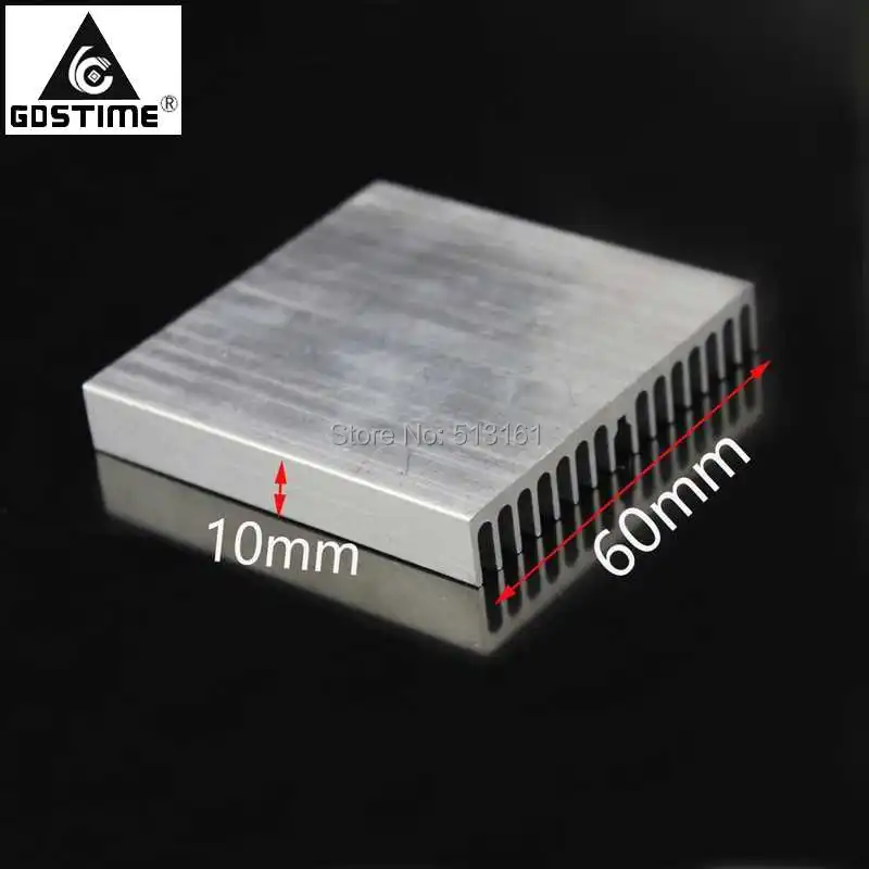 10 шт./лот Gdstime радиатор 60*60*10 мм IC Радиатор алюминий 60x60x10мм охлаждающий плавник