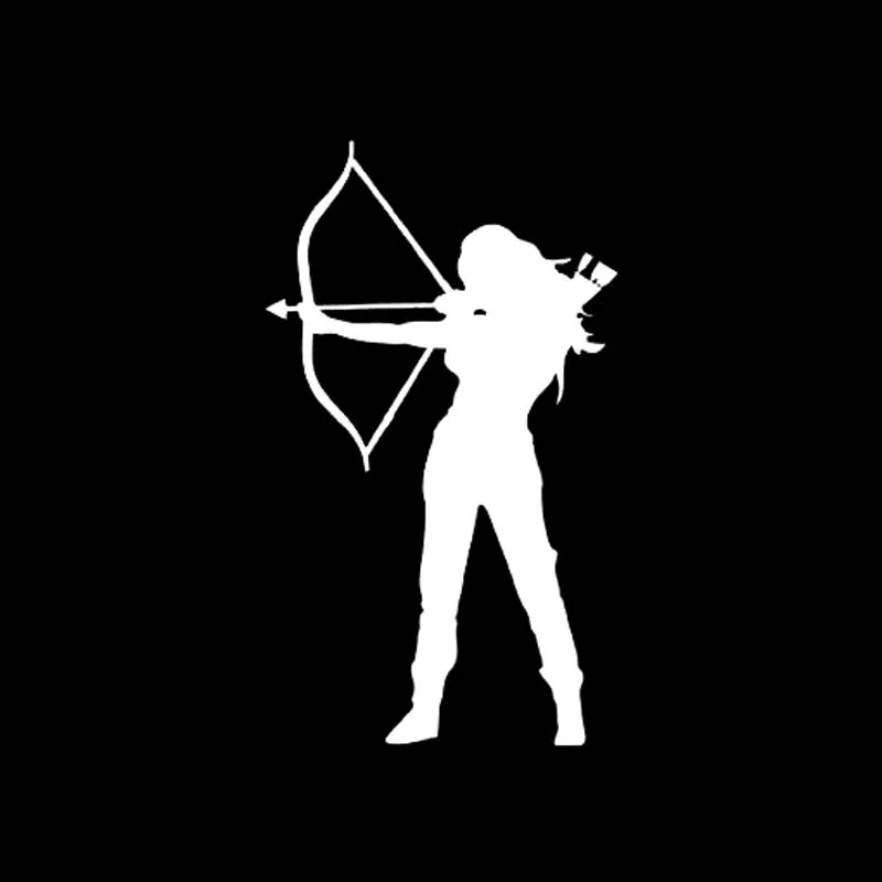 YJZT 9.1CM*15.6CM Archery Vinyl Decal Car Sticker Hunting Bow And Arrow Woman Warrior Black/Silver C10-02005