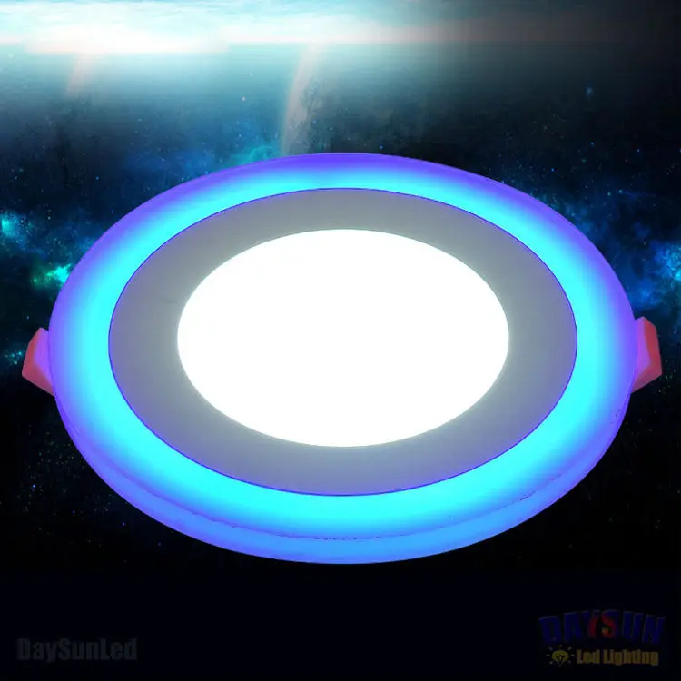 New Superbright Led Panel Light Ultrathin Ceiling Down Lamp 6W 9W 16W 24W White + Blue Dual Colors Acrylic Recessed Lights