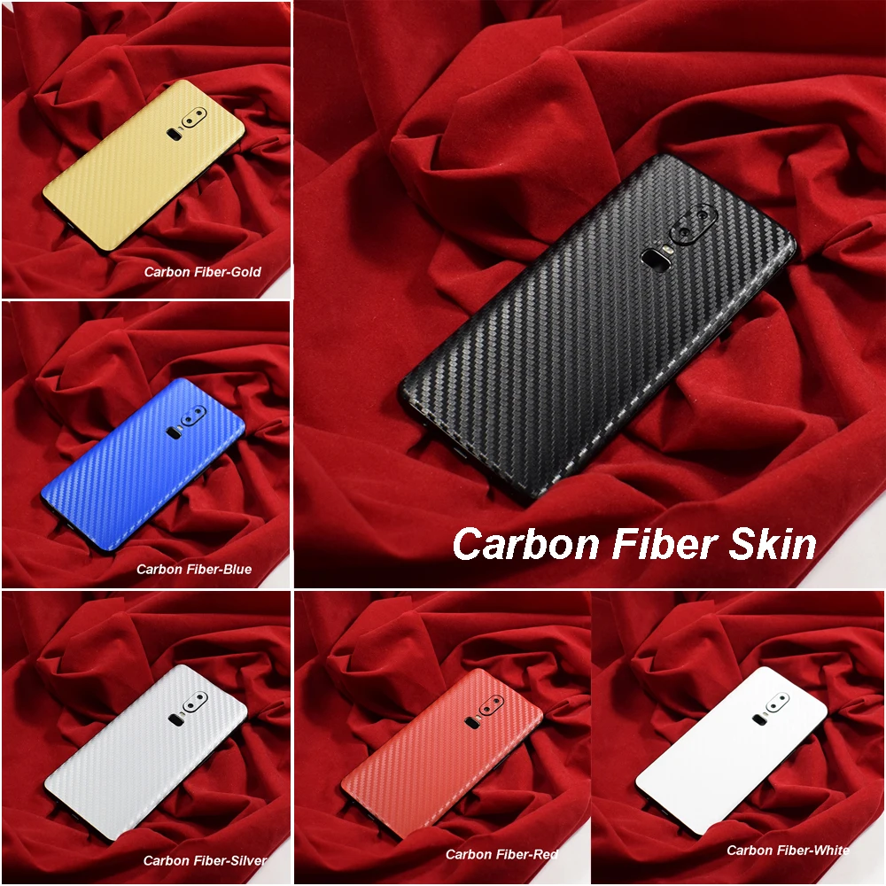 3D Carbon Fiber Sticker For OnePlus 7 Pro Leather / Wood Skins Protective Phone Back Cover Sticker For OnePlus 6T 1+6 Sticker