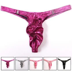 Jockstrap Tanga String pour hommes, lingerie chaude, brillant, froncé, poudres, culotte, string, bikini, sous-vêtements pour hommes