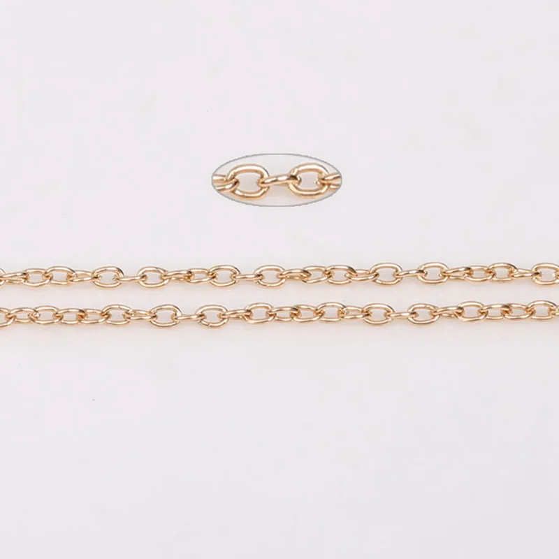 3X2mm 5m/lot Rhodium/Silver/Gold/Gunmetal/Antique Bronze Plated Necklace Chains for DIY Bracelet Jewelry Findings Making