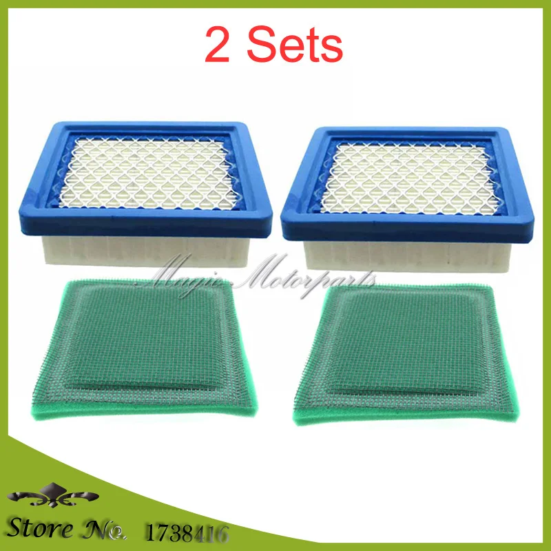 2 Air Filter & 2 Pre Filter For Tecumseh 36046 740061C 36634 740061 OHH50-OHH65 OH95 OH195 VLV50 55 60 4HP 5.5HP engines