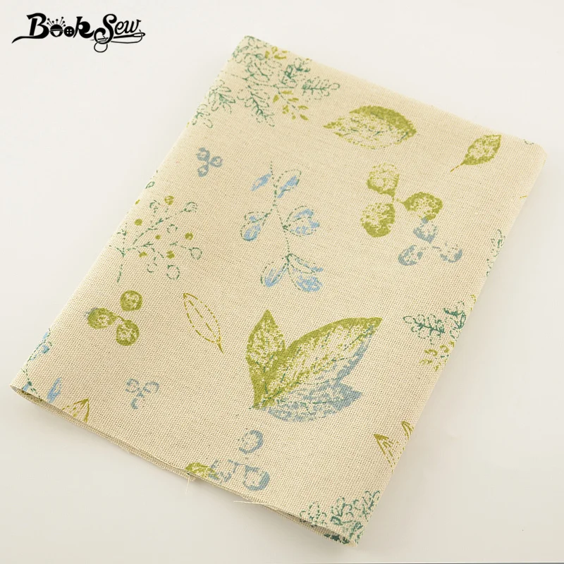 Linen Fabric Booksew Quilting Home Textile Cotton Green Leaf  Design Sewing Material Tablecloth Pillow Bag Curtain Cushion Zakka