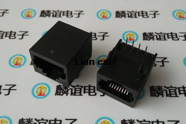 Conector de red hembra Modular de ángulo recto, conector LAN, PCB, 8P8C, 8Pin, 100mm, RJ45 56, 17,8 piezas