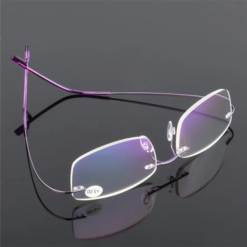 Unisex Titanium Alloy Screwless Rimless Reading glasses , Women High Definition Anti Fatigue Ultralight Presbyopia Eyewear A862