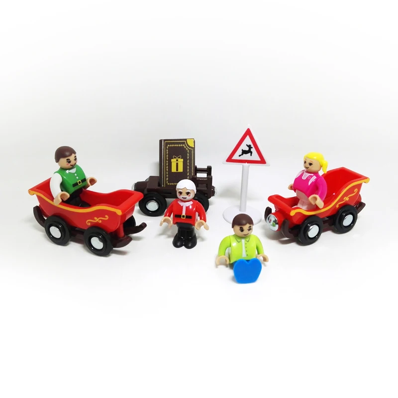 9 teile/satz Weihnachten holz magnetische zug kompatibel mit holz schiene auto zug Santa trolley kinder frühen puzzle spielzeug B162