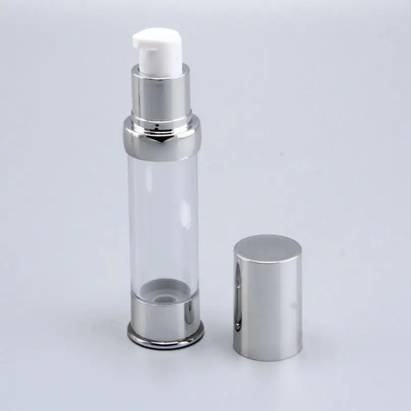 5ML airless bottle transparent bottle with silver cap/bottom, empty lotion/emulsion sample Refillable Bottles LX1049