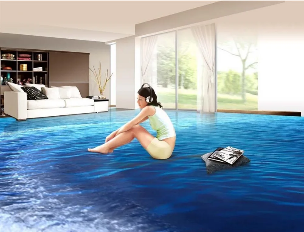 

PVC waterproof floor Custom Photo self-adhesive 3D floor wallpaper floor for living room 3d floor for mural