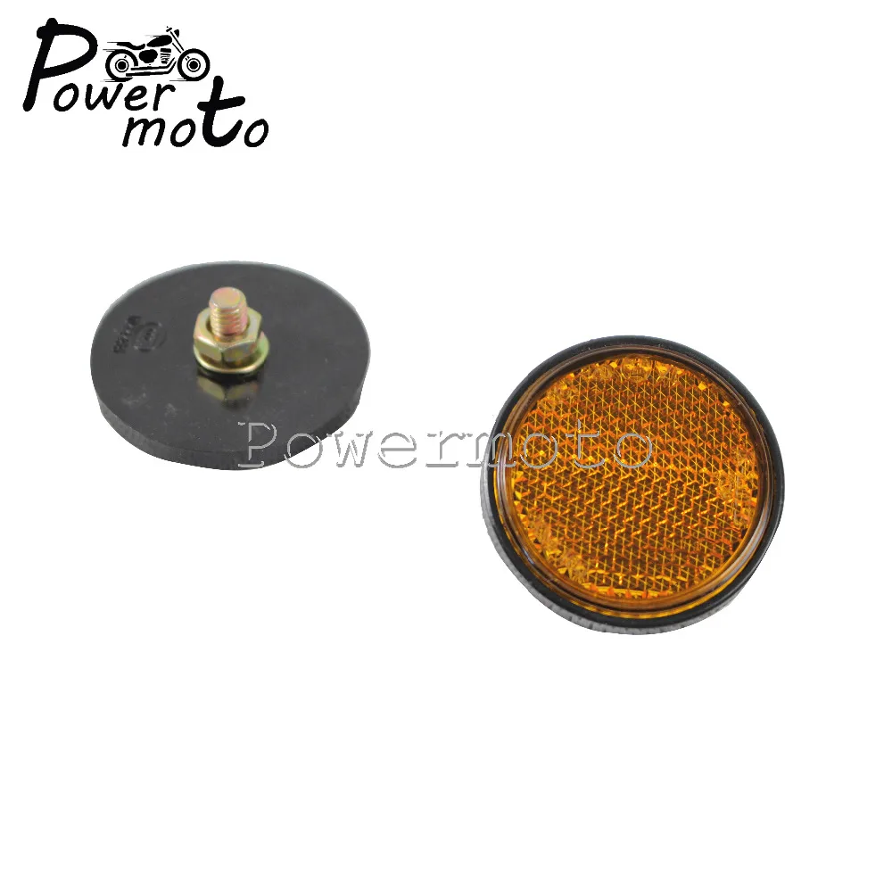 2PCS 4.5CM Round Motorcycle Red Yellow Reflectors Safety Warning Bolt-On Reflective Plates Universal For ATV Dirt Bikes Trailers