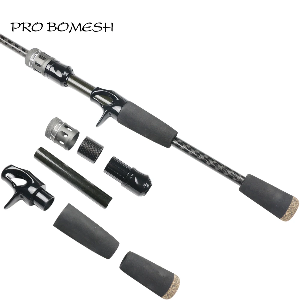 Pro Bomesh 1Set Aluminum Locking Nut + 3K Carbon Tube Spinning Casting EVA Handle Kit DIY Fishing Rod Pole Accessory Repair Rod