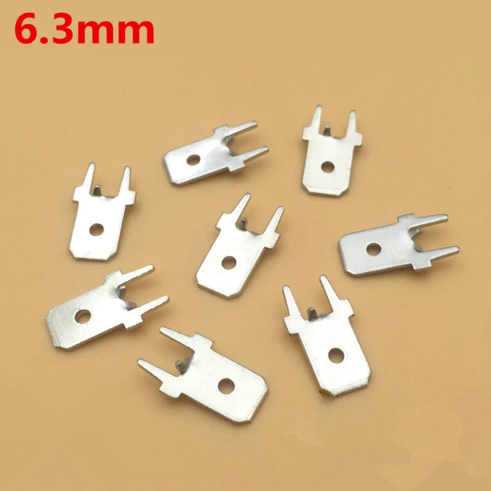 

100pcs lug straight Insert Solder Terminals 6.3mm 4.8mm Copper Male Crimp PCB Block Board Terminals