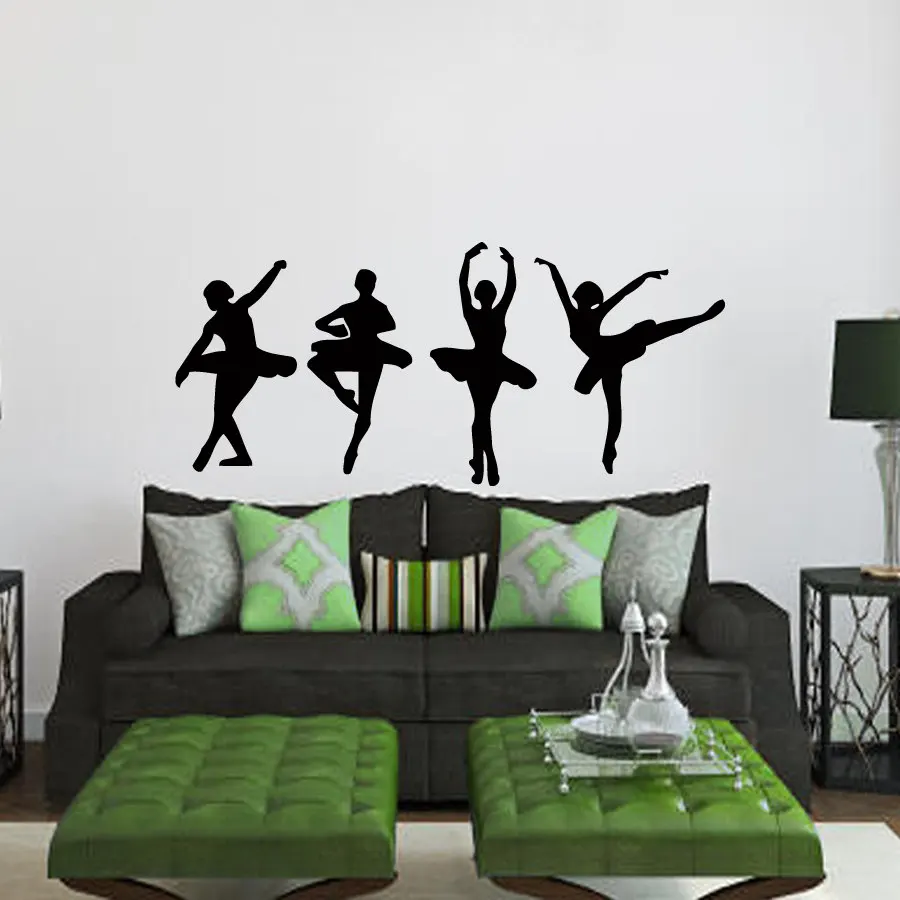 Ballerina Wall Decals Dancer 4 Girls Ballerinas Dance Ballet Studio Sport Home Vinyl Decal Sticker Kids Nursery Baby Room A128