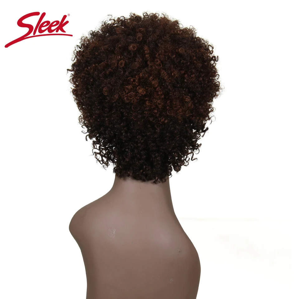 Sleek Brazilian Afro Kinky Curly Human Hair Wigs Brown DX1029# 4# Nature Black Dark Short Machine Made Remy Human Hair Wigs