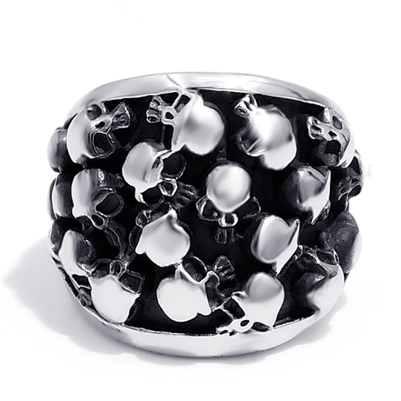 Mens Boys Skulls Ghost Stainless Steel Ring Fashion Wholesale Jewelry Plus Size 9-14