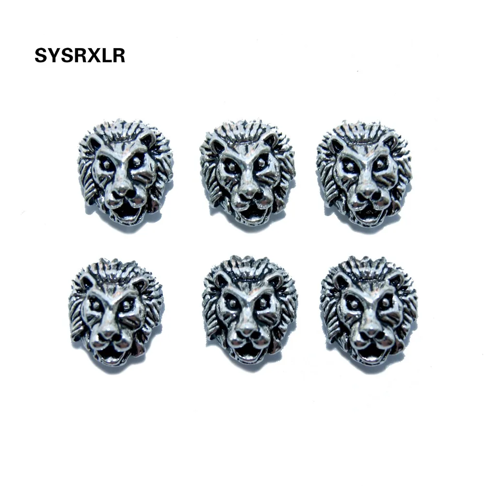 10Pcs/ Lot Metal Charms For Jewelry DIY Making Antique Sliver color Tibetan Lion Head Bead Spacer Beads For Strand Bracelet