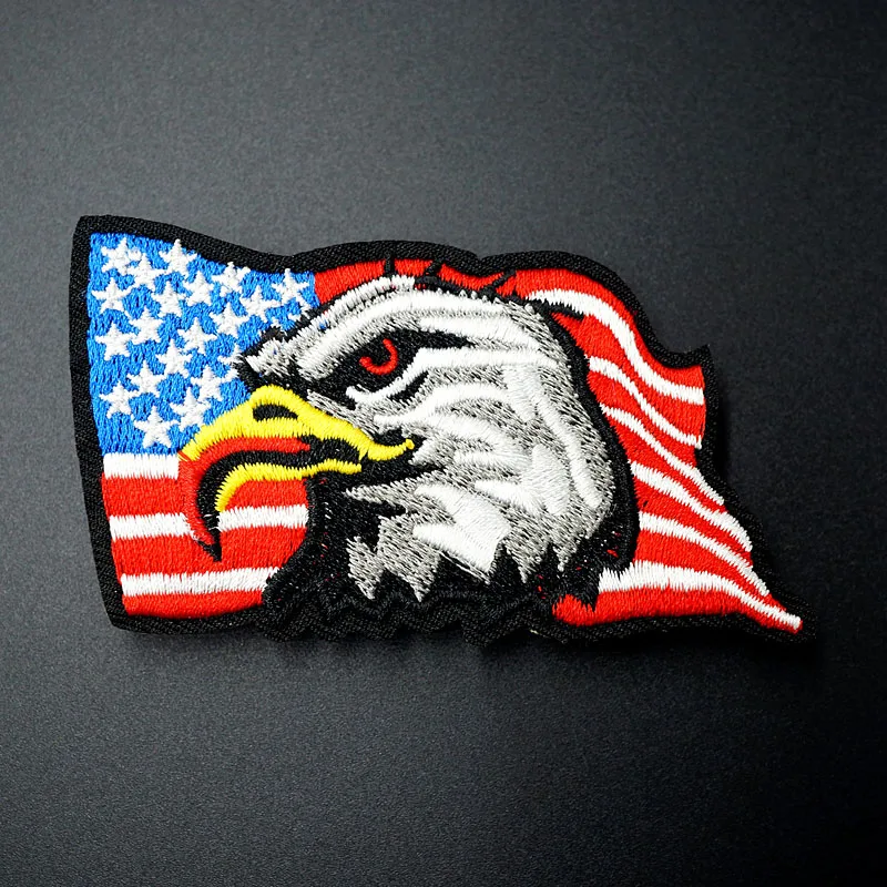 Eagle Size:5.1x9.0cm Embroidered Patch for Clothing Iron on Sew Applique Cute Fabric Clothes Shoes Bags DIY Decoration Patches