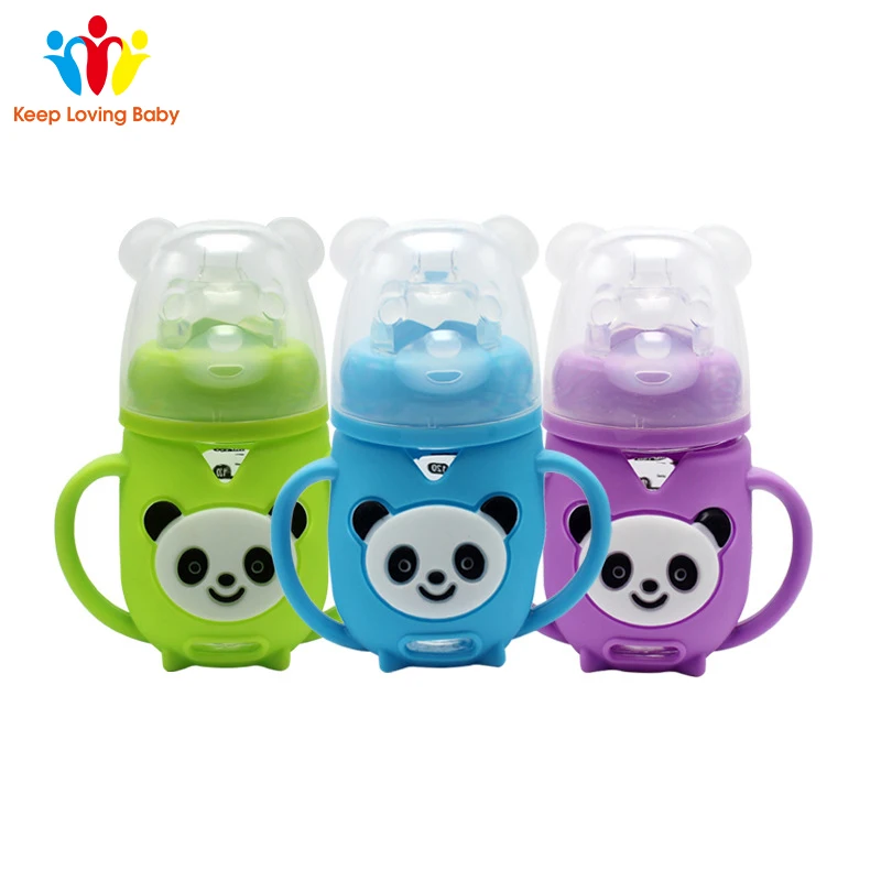 

Baby Glass Bottle Explosion-proof Resistant Bottle Panda Elbow Feeding Bottle Handle Baby Supplies