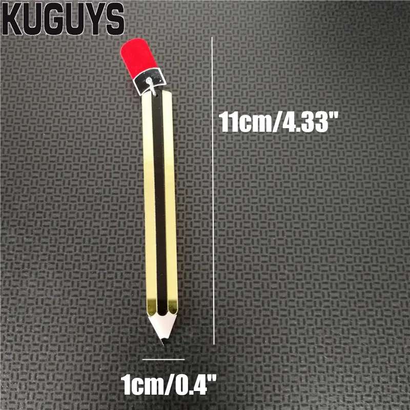 KUGUYS 11cm Long School Teacher Earrings for Women Graduation Gift Gold Color Mirror Acrylic Jewelry