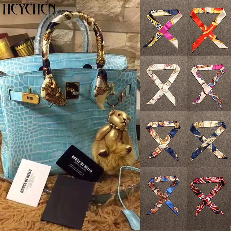 40 Color Women Foulard Fashion Bag Scarf Skinny Small Ribbon Head Hair Handle Scarf Luxury Decoration Tie Multifunction 4*100cm