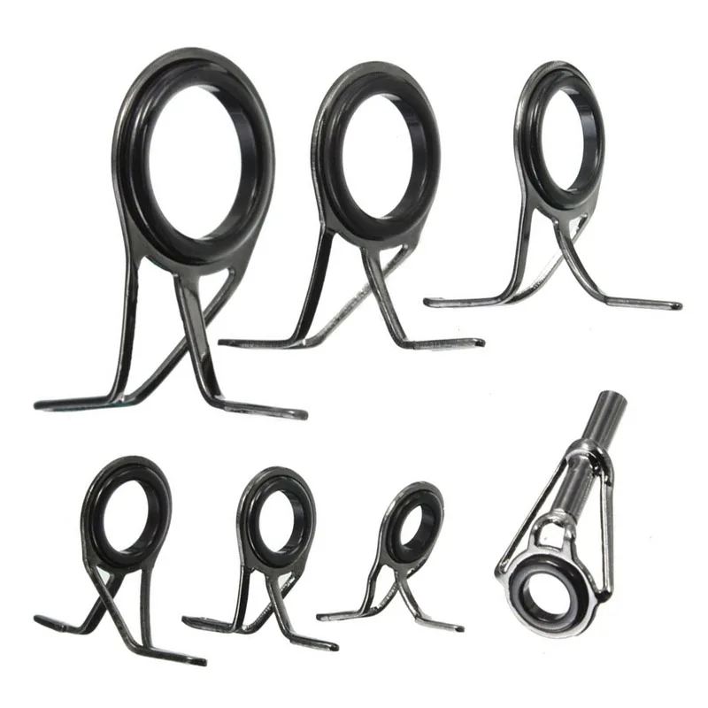 Guia de vara de pesca oval, kit de reparo de vara de pesca com olhos e guia de anéis de vara de pesca, 5-18mm, novo conjunto de 7 peças